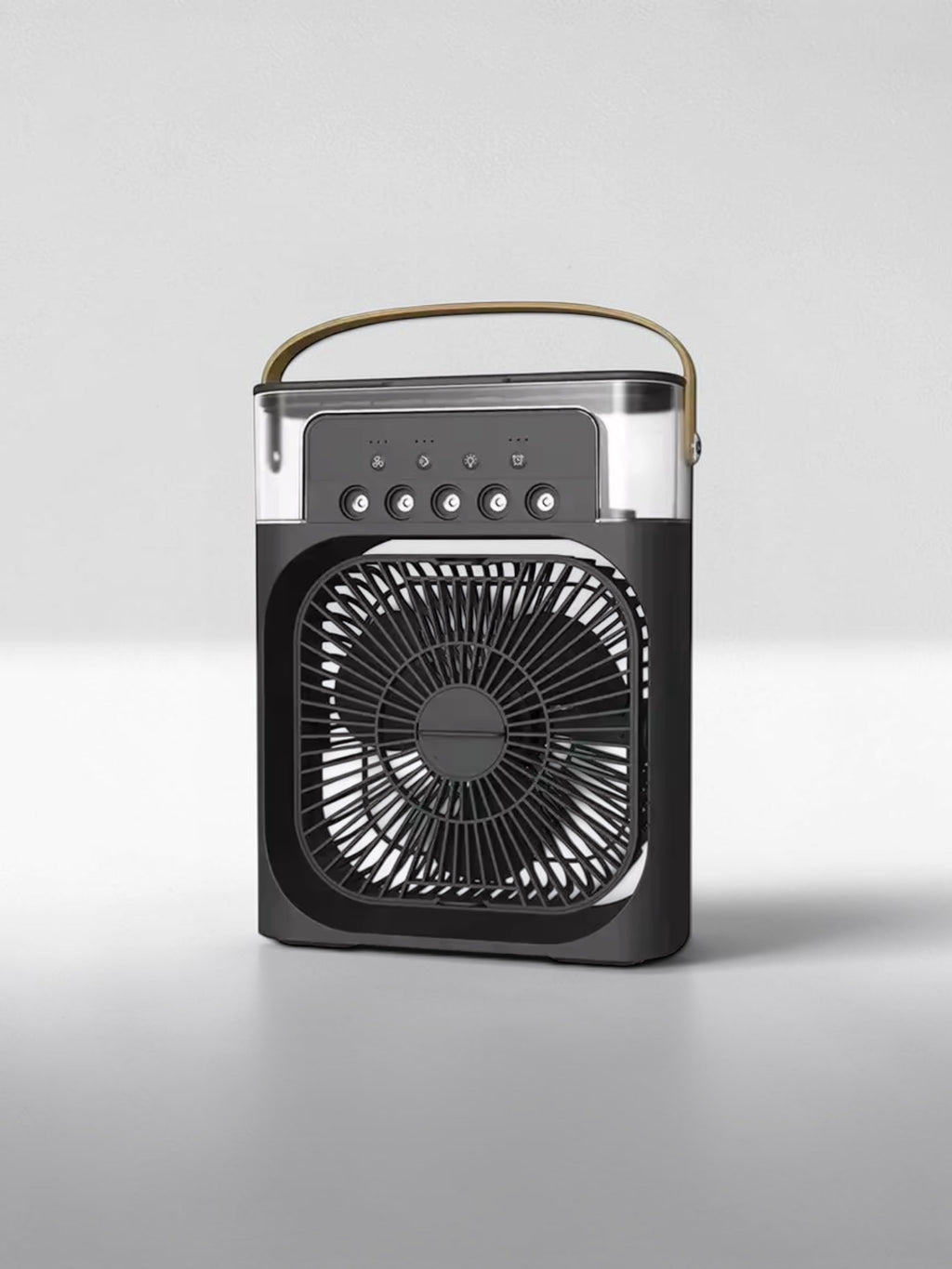 Ventilateur rafraîchisseur brumisateur FrostAir 3-en-1 noir sur un bureau