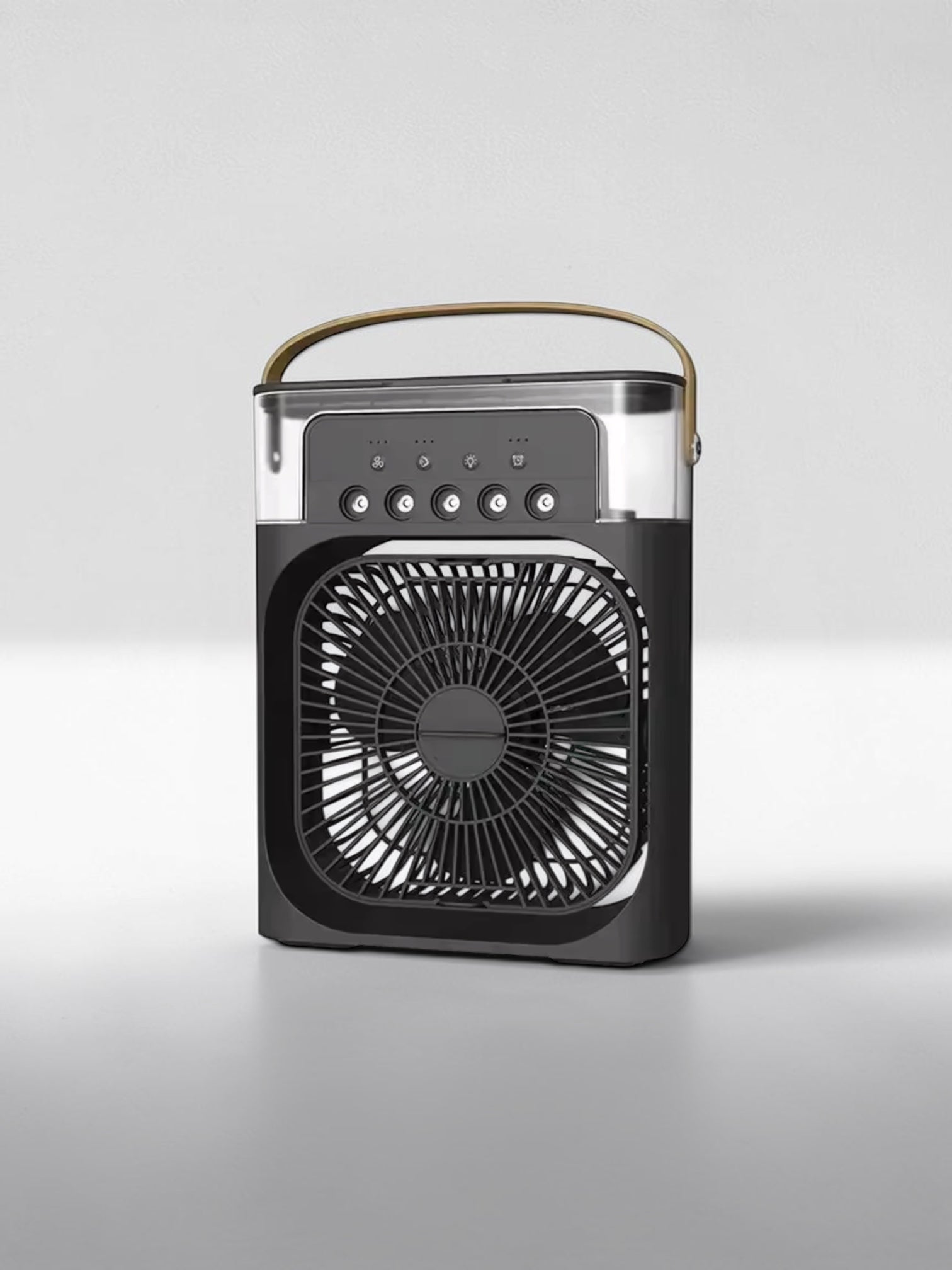 Ventilateur rafraîchisseur brumisateur FrostAir 3-en-1 noir sur un bureau